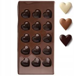 Artemis Szilikon Forma, szív alakú, 22×11.5×2cm, pralinékhoz, barna (VD-151744)