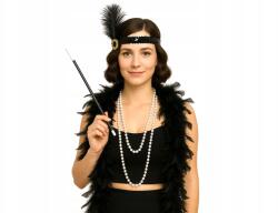 Congee Retro Dáma szett, fejpánt, szivarka, nyaklánc, boa, Charleston (P006-XMAS-15)