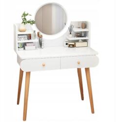 Fodym Fésülködőasztal tükörrel, skandináv modern, 80x40x120cm, fehér
