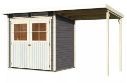 Karibu fából készült kerti ház KARIBU GLUCKSBURG 2 + egy menedéket 190 cm (83230) terragrau (LG3490)