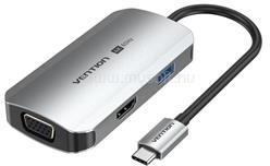 Vention USB-C -> HDMI/VGA/USB 3.0/PD (0, 15m Szürke Aluminum Ötvözet) dokkoló (TQAHB) (TQAHB)
