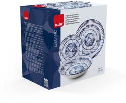 Ibili Zeeland étkészlet, porcelán, 12 részes, fehér/kék (IB-693530)