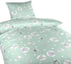 DADKA VRACOV ágynemű, pamut, állatok, menta 140 × 200, 70 × 90 cm