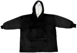 FOXMAG24 takaró, ujjal, kapucnival és zsebekkel, puha és kellemes tapintású anyag, plüss, meleg, fekete (DCCVDQMBM)