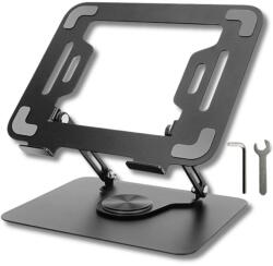 Velixo Velixo® laptopállvány, állítható magasságú állvány, 360°-ban forgatható talp, csúszásmentes, hőleadó, hordozható, összecsukható, minden 10-16 hüvelykes laptoppal kompatibilis, fém, csavarkulcs és imbu