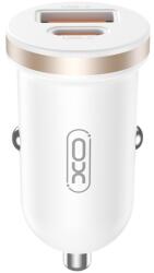XO autós töltő CC56 PD 30W QC 1x USB 1x USB-C fehér