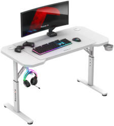 Huzaro Gamer asztal, magasságállításal , 120x60cm egérpaddal fehér (HZ-HERO-2-6-WHITE)