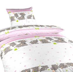 DADKA VRACOV ágynemű, krepp, elefántok, rózsaszín 140 × 200, 70 × 90 cm