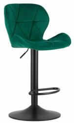  Konyhai/bár szék, Mercaton, West, forgatható, bársony, zöld és fekete, 46x48.5x90-111 cm, 46x48.5x90-111 cm