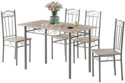  BC FUR-101-160S Étkezőasztal szett - 4 szék - Szürke (FUR-101-160S)
