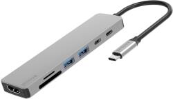 Proove IRON LINK 7in1 хъб Type-C, 2x Type-C, 2x USB 3.0, HDMI, SD/TF четец, алуминий, за всички операционни системи (HBIL00222004)