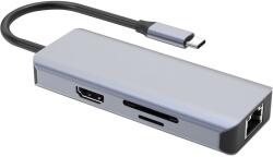 Proove Hub Proove IRON LINK 6în1 Type-C, 2x USB 3.0, cititor SD/TF, RJ45 (LAN), HDMI, aluminiu, pentru Windows/Mac (HBI700010004)