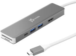 j5create JCD390-N dokkoló állomás és port replikátor Vezetékes USB 3.2 Gen 2 (3.1 Gen 2) Type-C Ezüst, Fehér (JCD390-N)
