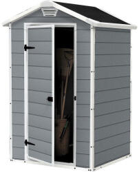 Keter Kerti ház, Keter Manor, 4 x 3, 128 x 94 x 196 cm, szürke/fehér, UV-, víz- és hóálló, szellőzőpaneles, zárható, fémmel megerősített (TC2171366)