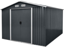 Strend Pro Kerti ház, Strend Pro Garden, 301 x 303 x 214 cm, antracit, korrózióálló fémlemez, 20%-kal vastagabb lemez, dupla tolóajtó, 4 szellőzőnyílás, horganyzott keret (TC2172913)