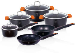 Berlinger Haus Granit Diamond Line 10 részes edénykészlet márvány bevonattal, levehető szilikon fogó (BH-1111N)