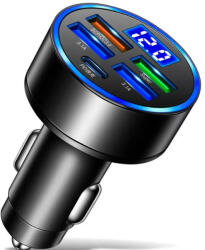 Autós gyorstöltő és digitális feszültségmérő - 12V / 24V