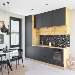 TEMPO KONDELA Mobilier de bucătărie, 2, 4 m, gri/stejar artisan, VINETU