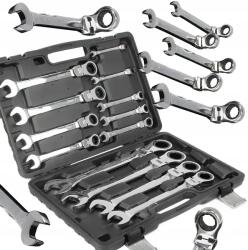 MAR-POL racsnis csuklós csillag-villás kulcs készlet 8-32 mm 13 db + műanyag koffer M58613 (M58613)