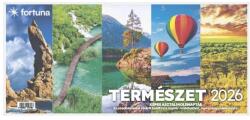 Fortuna Asztali naptár képes FORTUNA Természet álló fehér lapos holdfázissal naptárháttal 2026 - nyomtassingyen