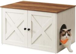 FEANDREA macskaalom-bútor elrejtett kialakítással, 80 × 53 × 50 cm, barna és fehér színben (PCL002P01)