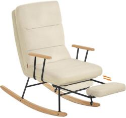 VASHOME Hintaszék fa lábakkal, plüss szövettel, 4 fokozatban állítható háttámlával, krémfehér (VH-LYY990CW)