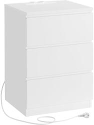 VASAGLE Éjjeliszekrény, oldalasztal 3 fiókkal, 2 AC aljzattal és 2 USB porttal, fehér (LET631W14V1)