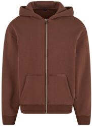 Build Your Brand Puha férfi cipzáros kapucnis pulóver Fluffy - Csokoládébarna | XS (BY285-1000409688)