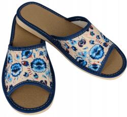 Baffiks Női Házi Papucs, Size 41, sötétkék, eco-bőr talpbetét, filc felsőrész (D33_kwiatki)