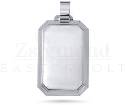 Ezüst gravírozható fazettált téglalap medál - 38 x 20 mm (AG28597) AG28597