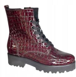 Sala Női bokacsizma, Size 38, bőr, bordó lakk (1016)