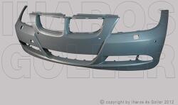 BMW 3 2005-2008 E90/E91 - Első lökhárító alapozott, szenzoros, fsz. mosós - alkatresz - 24 855 Ft