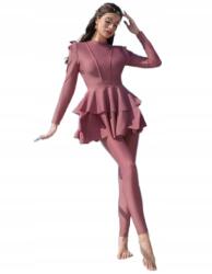 Shein Fürdőruha, fodros, rózsaszín, Size L, poliészter