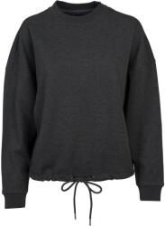 Build Your Brand Női oversized pulóver ejtett vállakkal - Sötétszürke melírozott | XL (BY058-1000228110)