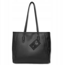 Bad&Bags Női Bőr Táska, fekete, válltáska, shopper, tágas (Torebka czarna damska na ramię A4 BAD&BAGS)