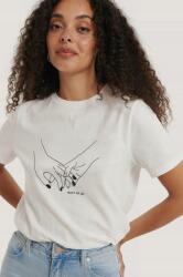 NA-KD Fehér Póló Nyomtatással Eu S