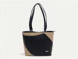 Karen Női válltáska: fekete-bézs rostbőr, 2 rekeszes (1163991)