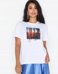 Pieces Fehér Póló, Size XS, mintával