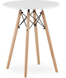 Klubfotel Skandináv stílusú kerek étkező asztal 60 cm Todi - fehér/natúr láb