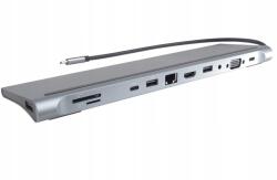 PremiumCord Dokkolóállomás Usb-c 10 az 1-ben, 1xHDMI, 1xVGA, 2xUSB-C, (ku31dock17)