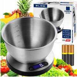 BLOW Konyhai Mérleg Elektronikus Precíziós Tállal Ezüst LCD 1G 5KG Szett (44-095#)