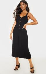 Prettylittlething Gombos Overál, Size 34, viszkóz-len keverék, fekete