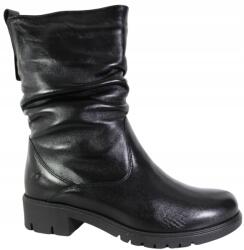 Galant Női bokacsizma, Size 38, fekete bőr, bélelt (3339)