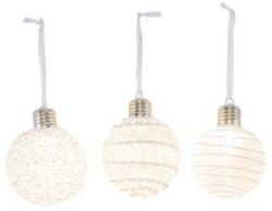 BOLTZE Fehér led-es karácsony gömbdísz / függődísz 11x8 cm - többféle (VR-22503054)