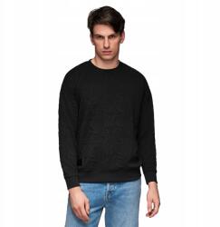 Ombre Relaxed Fit férfi pulóver dombornyomott betűkkel fekete V1 B1712 XXL-es méret (182462)