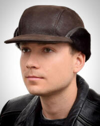  Sötétbarna báránybőr sapka, Size XXL, ívelt silddel