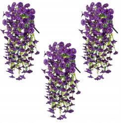  Művirág szulák, 3db, lila, 75cm, műanyag, dekoráció (Wiszące KWIATY Dekoracyjne Sztuczne Powój)