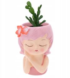 Trend-Deco Kerámia kaspó, rózsaszín, 10cm, nőknek, virágokhoz (TD00350 A)