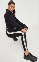 Prettylittlething Pretty Fekete Leggings, oldalsó csíkkal, Size 32, 95% pamut, 5% elasztán