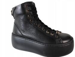 Carinii Sneaker Stílusú Boka Csizmák, Size 36, fekete bőr (b9254)